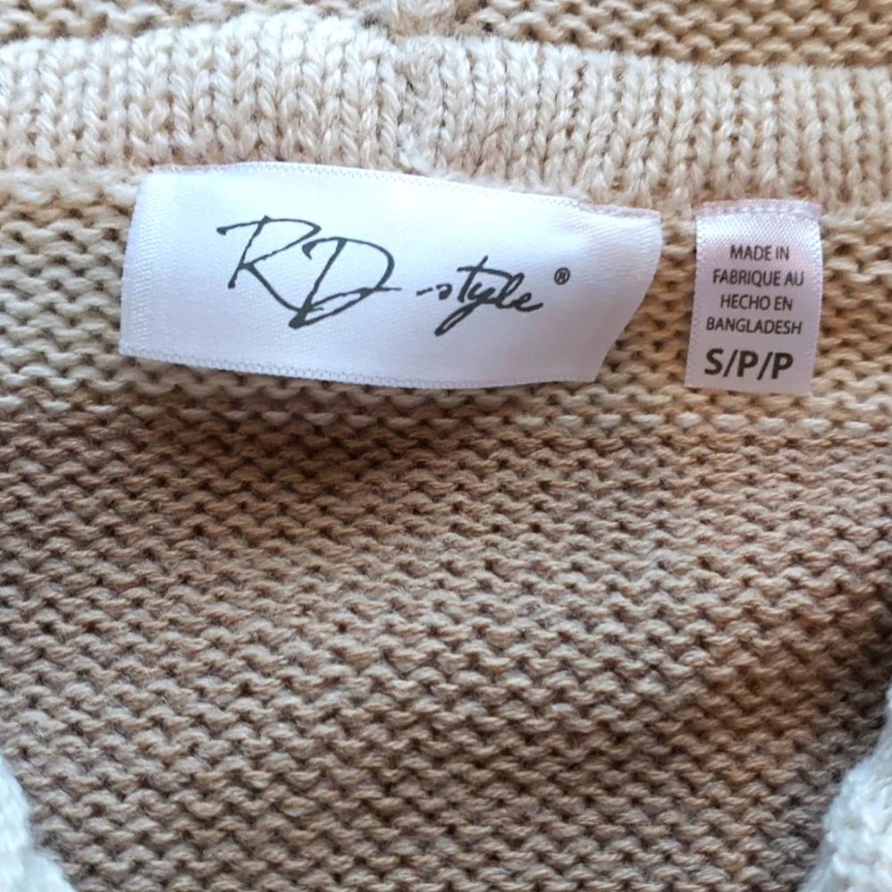 Cream Striped Hooded Cardigan Size Small NEW - Picture 8 of 10